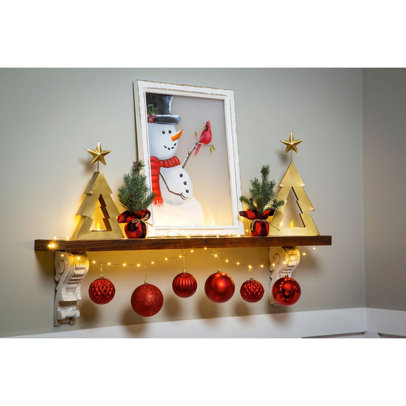 Snowman with Cardinal Hand Painted Screen Wood Frame Wall Décor, 16"W x 20"H,3wp825