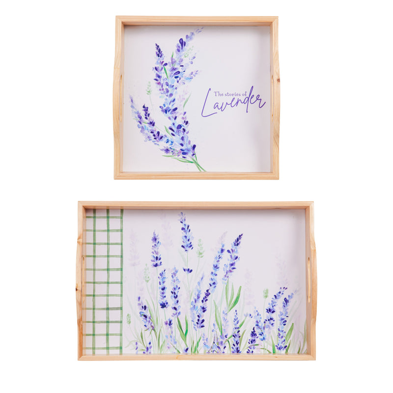 Nested Wood Serving Tray Set, Lavender Fields,3wtn9862