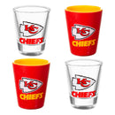 Kansas City Chiefs 4-Piece Ceramic and Glass 2oz. Cup Set