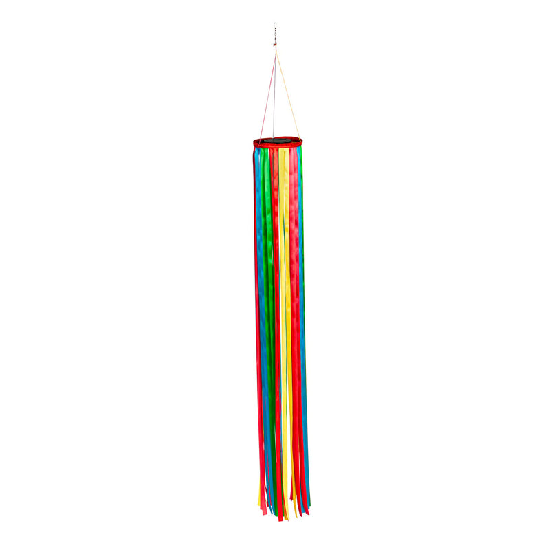 Evergreen Wind,Rainbow Ribbon Solar Powered Windsock,6x6x47 Inches