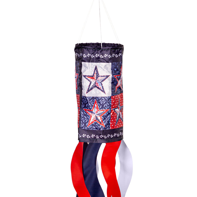 Evergreen Wind,Red, White, and Blue Stars Sublimated Windsock,6x6x40 Inches