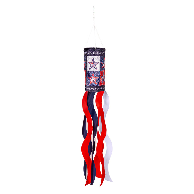 Evergreen Wind,Red, White, and Blue Stars Sublimated Windsock,6x6x40 Inches