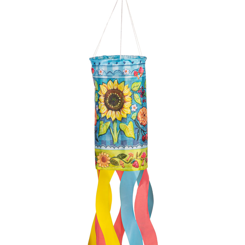 Evergreen Wind,Folk Sunflower Sublimated Windsock,6x6x40 Inches