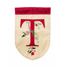 Flag, Gar, Floral Scroll Monogram T