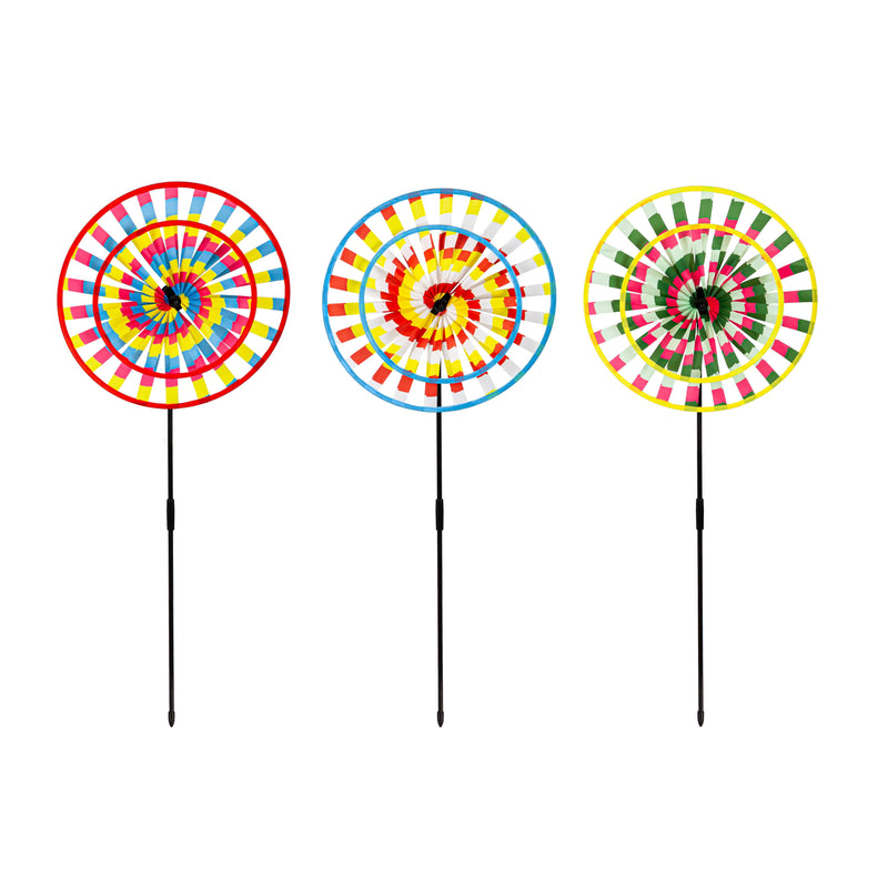 Tie Dye Two Layer Sun Shape Pinwheel Spinner, 3 Asst,45488