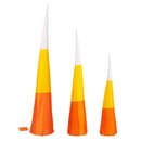 Halloween Candy Cane Fabric Cone 3D Garden Stake with Color Changing Lights, Set of 3