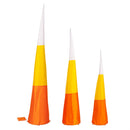 Halloween Candy Cane Fabric Cone 3D Garden Stake with Color Changing Lights, Set of 3