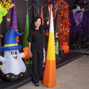 Halloween Candy Cane Fabric Cone 3D Garden Stake with Color Changing Lights, Set of 3