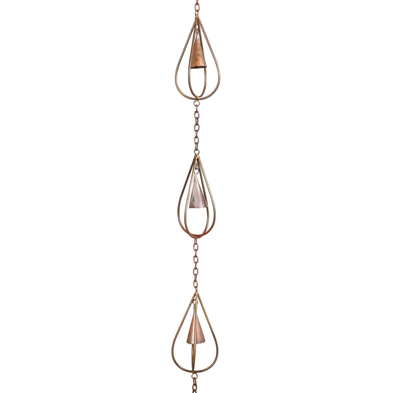 Iron Rain Chain with Bell with a Flame Copper Finish,47m1239