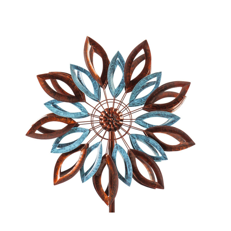 75"H Wind Spinner, Copper and Verdigris Leaves,47m2360