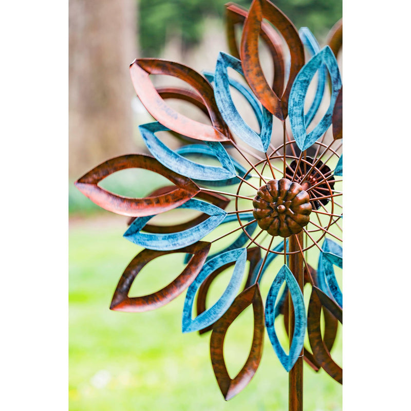 75"H Wind Spinner, Copper and Verdigris Leaves,47m2360