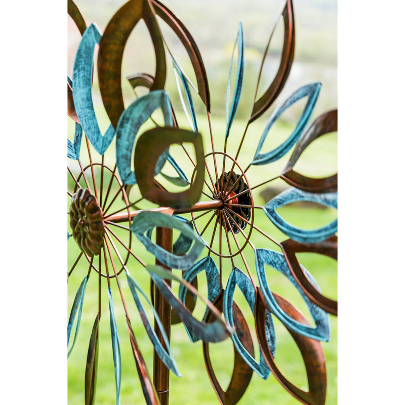 75"H Wind Spinner, Copper and Verdigris Leaves,47m2360