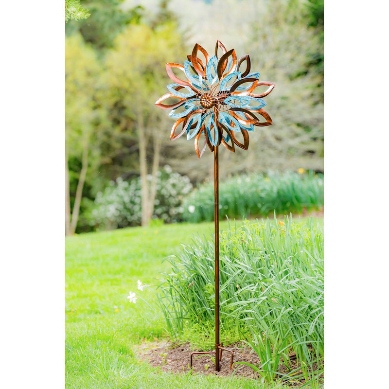 75"H Wind Spinner, Copper and Verdigris Leaves,47m2360