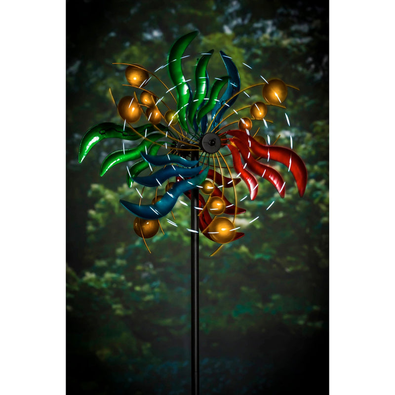 84" Wind Powered Lighted Wind Spinner, Circles & Waves,47m2423