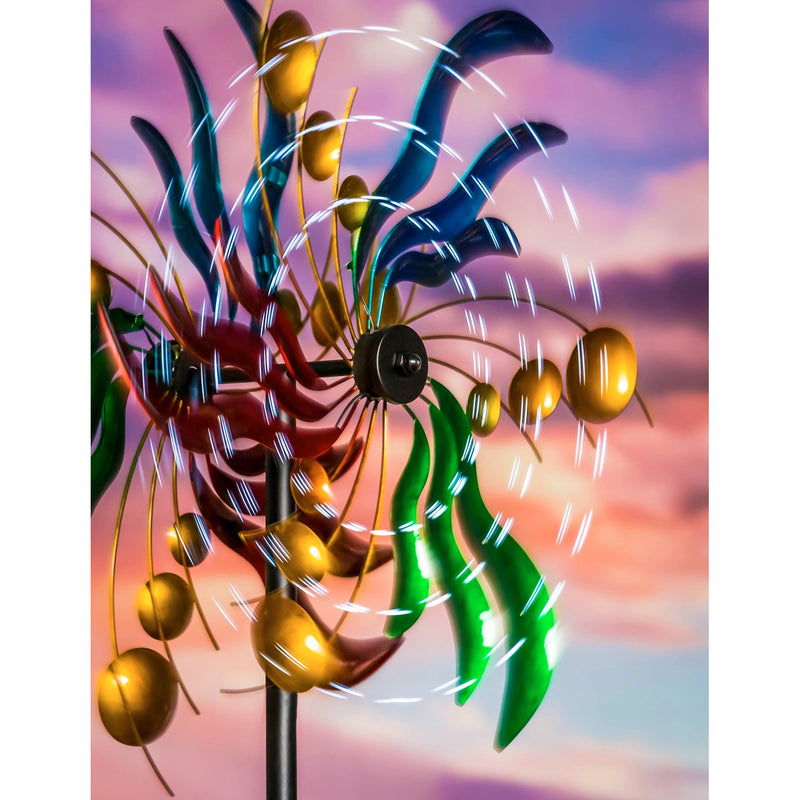 84" Wind Powered Lighted Wind Spinner, Circles & Waves,47m2423