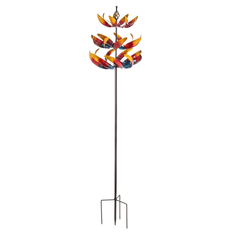 84"H 3 Tier Wind Spinner, Primary Color Ombre Waves in Motion,47m3029