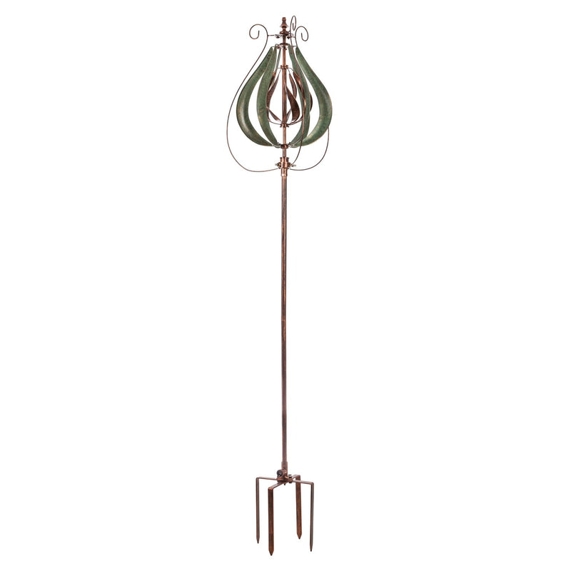 87.5"H Misting Wind Spinner, Copper and Verdigris Tulip,47m3061