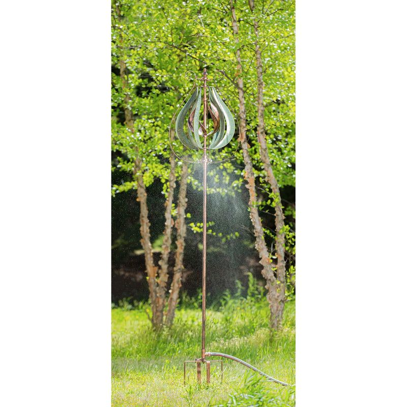 87.5"H Misting Wind Spinner, Copper and Verdigris Tulip,47m3061