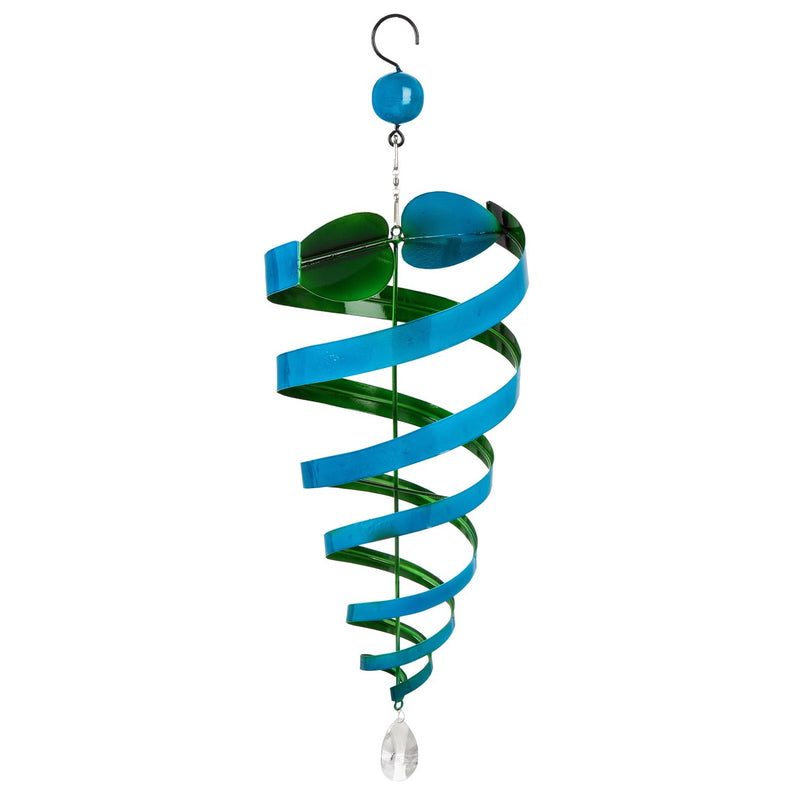 Evergreen Wind,Conical Swirl Hanging Wind Twirler, Blue and Green,7.87x7.87x25.59 Inches