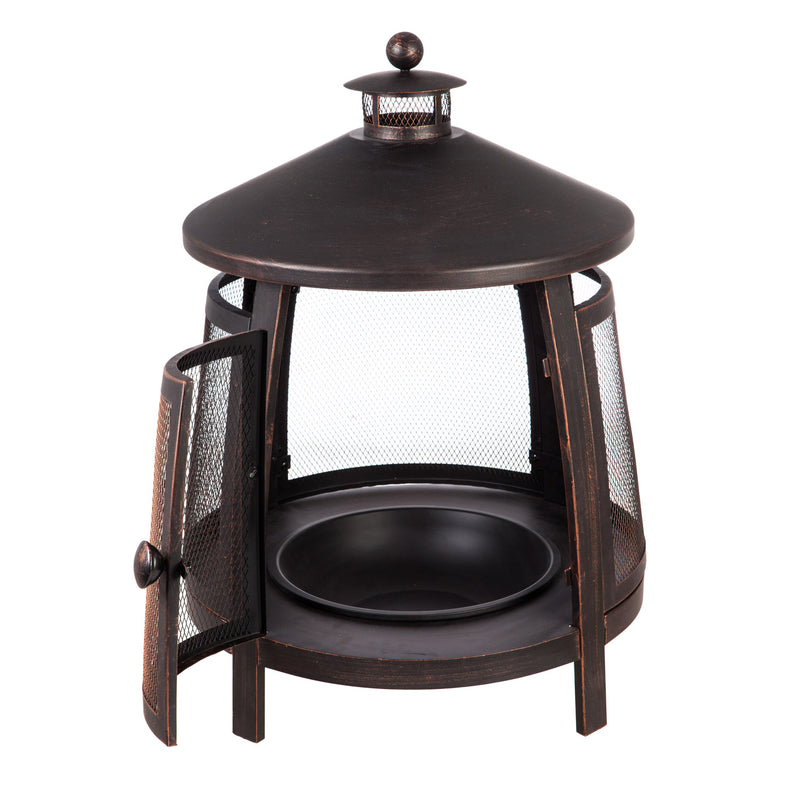 Evergreen Accessory,Tall firepit with chimney,22x22x31 Inches