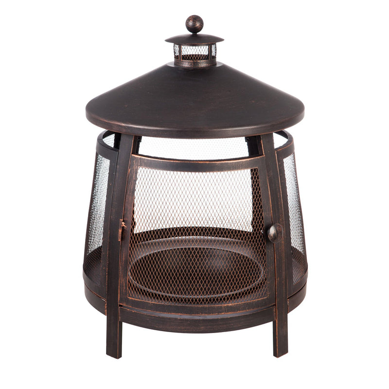 Evergreen Accessory,Tall firepit with chimney,22x22x31 Inches