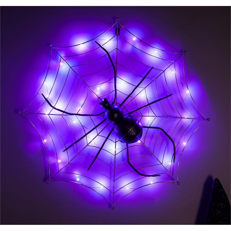 28" LED Battery Operated Spider Web Metal Decor,47m3453