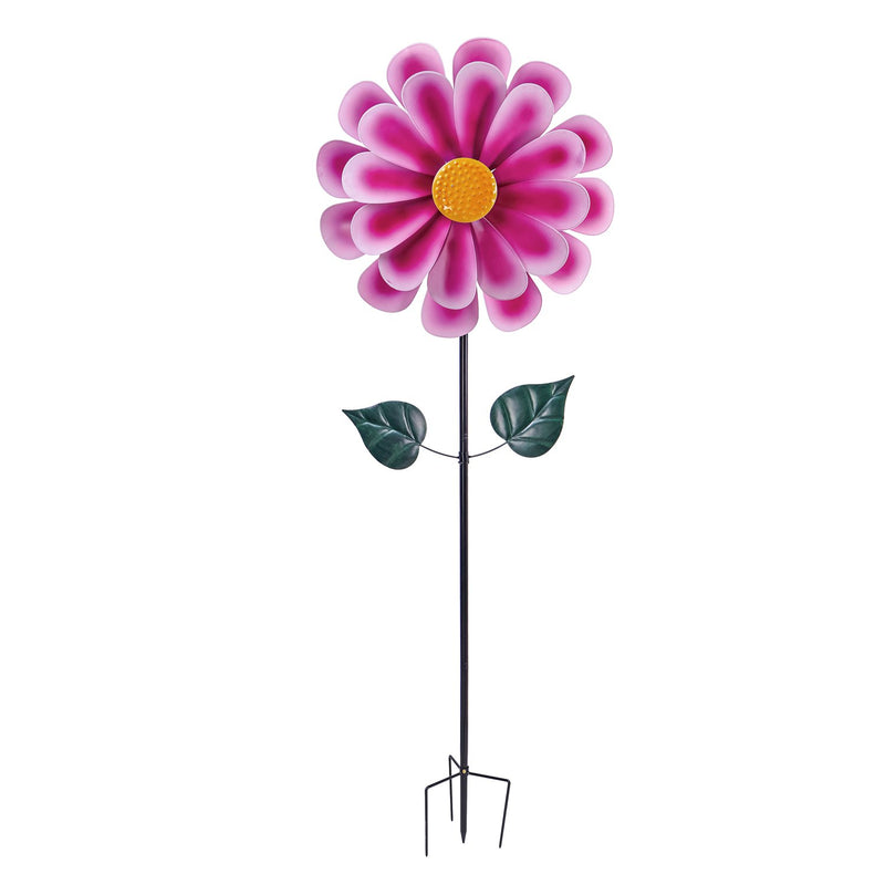 Evergreen Wind,75"H Pink Flower Statement Wind Spinner,24x6.5x75 Inches