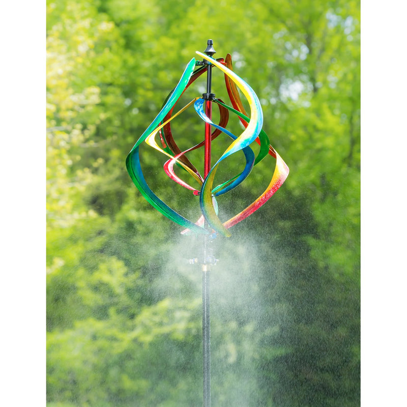 Evergreen Wind,89"H Misting Wind Spinner, Multicolor Helix,18x18x89 Inches