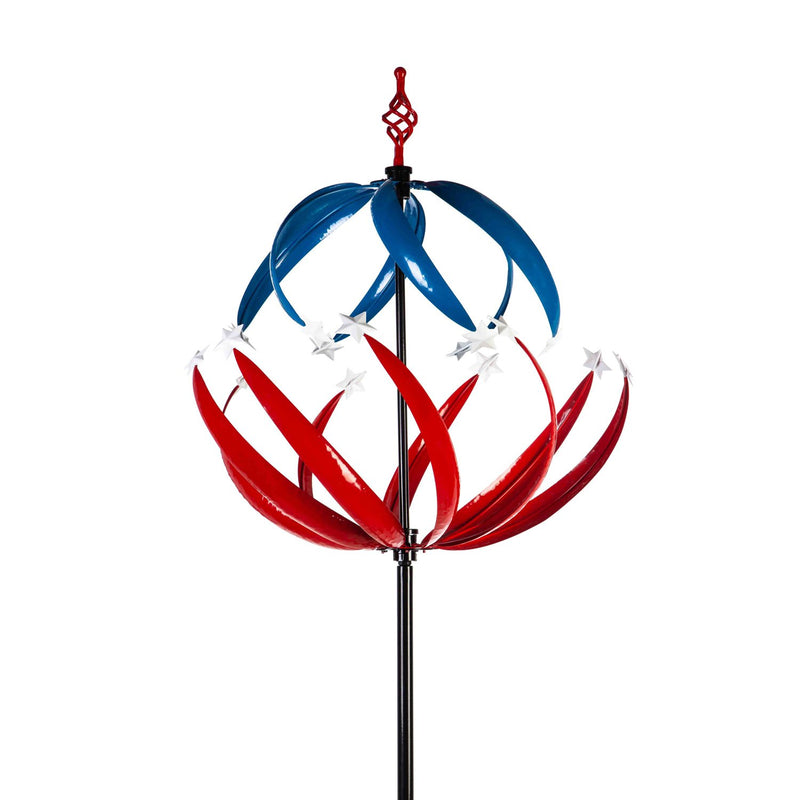 85"H Wind Spinner, Patriotic Stars,47m4007