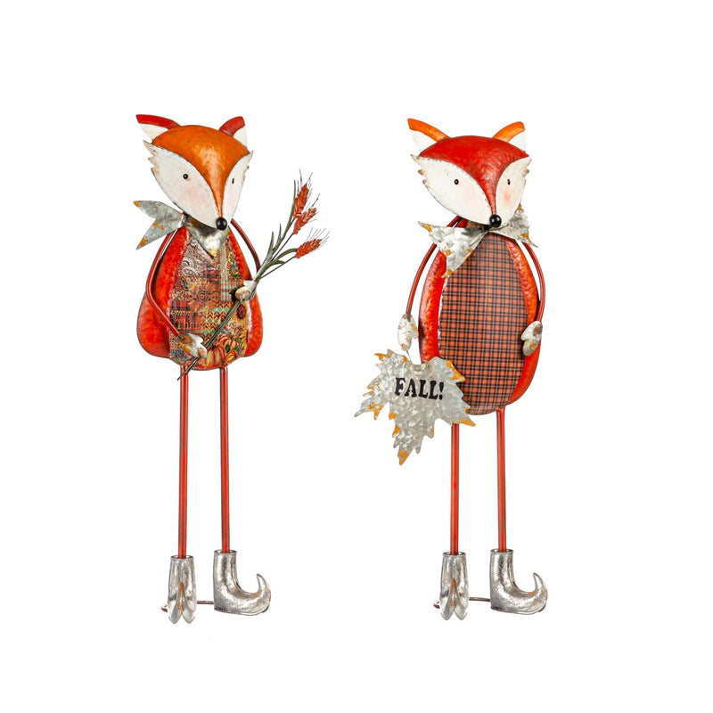 Fall Fox Metal Statuary, Set of 2,47m4085