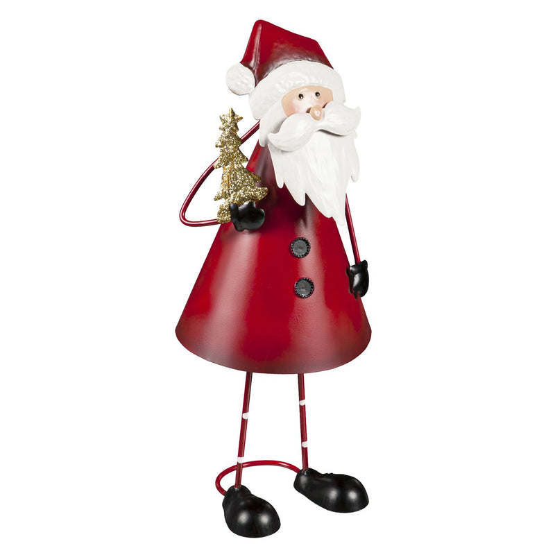 18"H Metal Santa with Glitter Christmas Tree Garden Statuary,47m4230