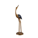Midnight Blue and Golden Metal Cranes Statuary, Set of 2