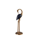 Midnight Blue and Golden Metal Cranes Statuary, Set of 2