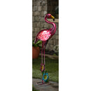 Metal and Glass Flamingo Solar Garden Statuary