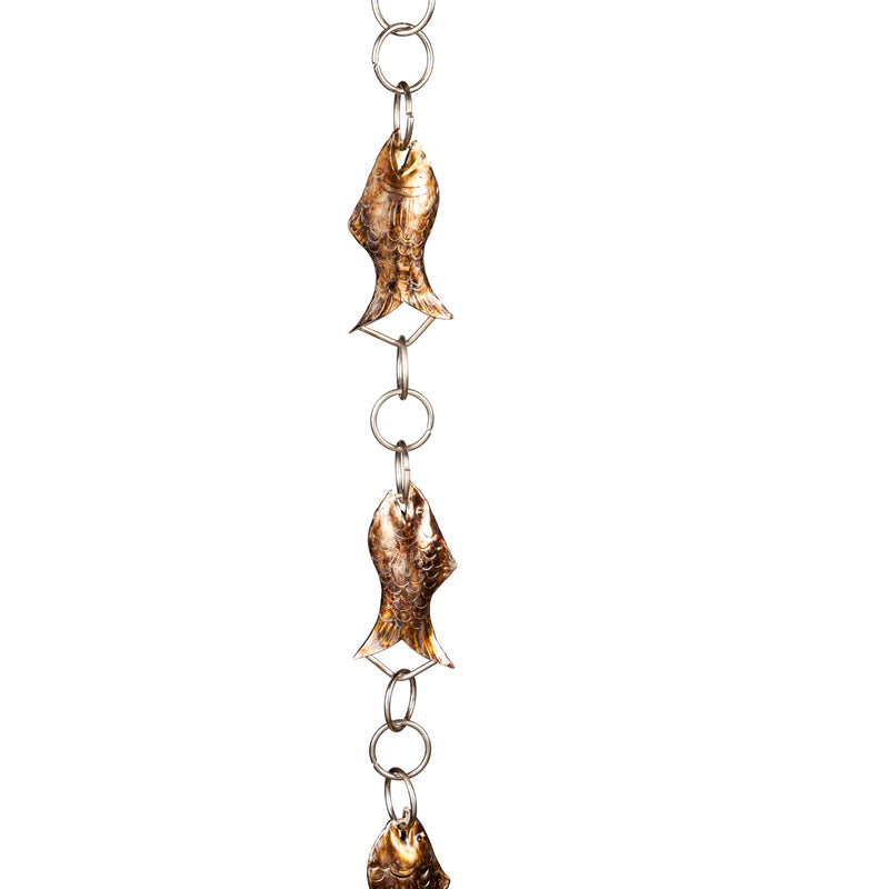 96" Copper Finish Metal Fish Rain Chain,47m4920