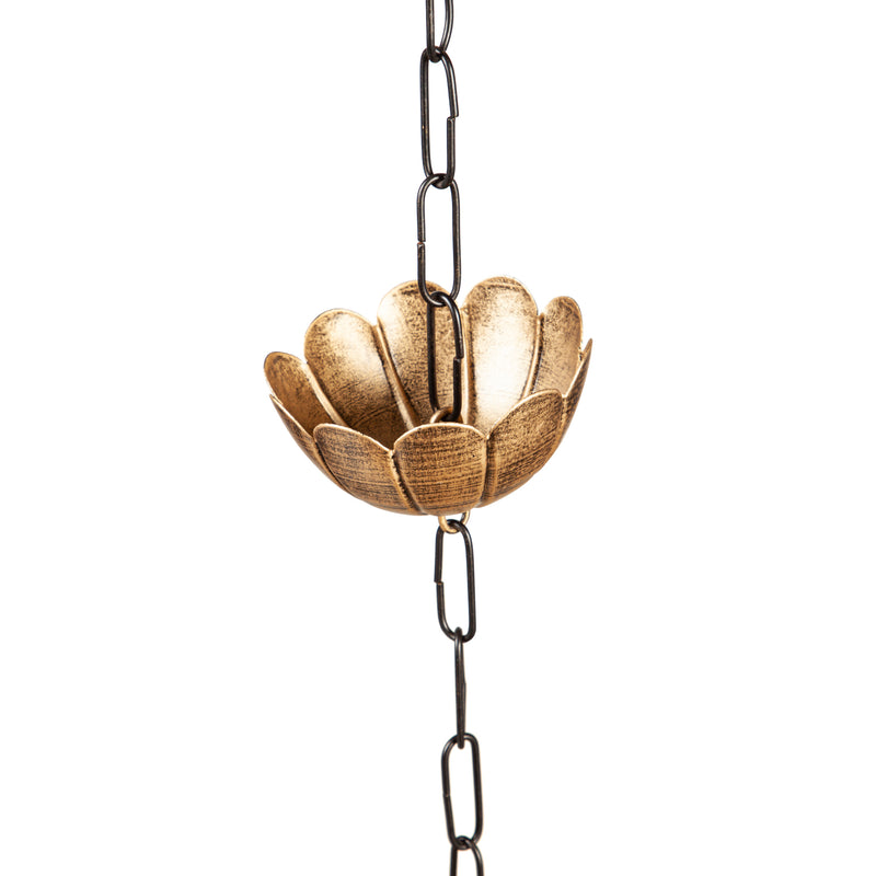 96" Gold Finish Metal Flower Rain Chain,47m4926