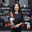 Metal Witch Statuary With Orange Hat