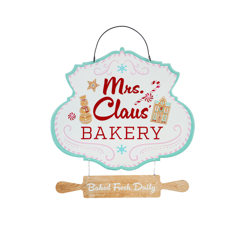 17" Metal Hanging Mrs. Claus' Bakery Sign,47m5524