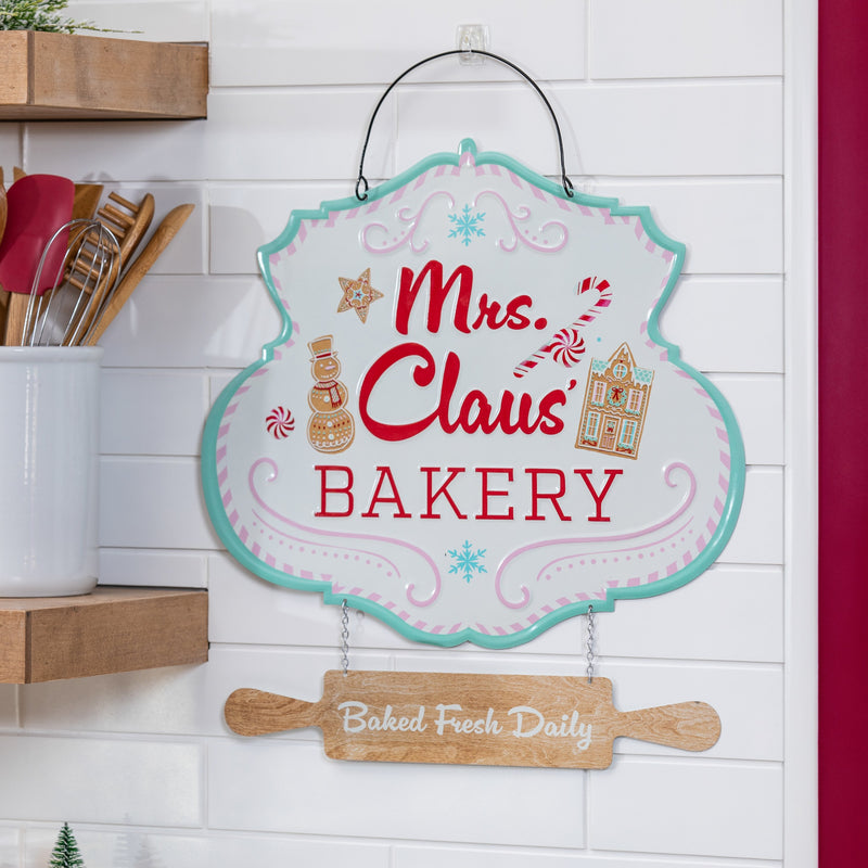 17" Metal Hanging Mrs. Claus' Bakery Sign,47m5524