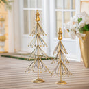 Evergreen Statuary,Golden Metal Trees Statuary, Set of 2,9.06x9.06x24.02 Inches