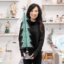 Evergreen Statuary,33" H Pewter Christmas Tree Statuary, Teal,9x10x33.25 Inches