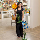 What She Shed Garden Statue, Metal Blue and Orange Flower, 32"H, Asst of 2