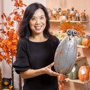 Fall Owl Metal Statue, 17"H