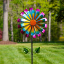 Metal Wind Spinner, 2 Layer Flower, 75"H