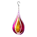 Palm Beach Wind Spinner, Metal Wind Twirler, Pink & Yellow Teardrop, 16"H
