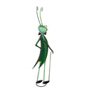 Pollinator Garden Statue, Metal Joyful Cricket With Cane, 27"H