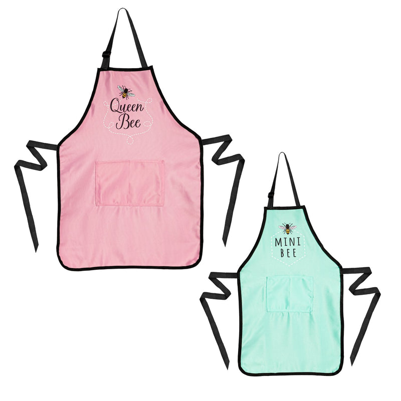 Mommy & Me Apron Set of 2, Queen Bee & Mini Bee,4apmm2s01