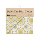 Sunrays Quick Dry Dish Cloth, Set of 3, 10" x 10"