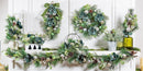 Shades of Emerald Faux Floral Tree Table Decor Artificial in Pot with Ornaments, 24"H
