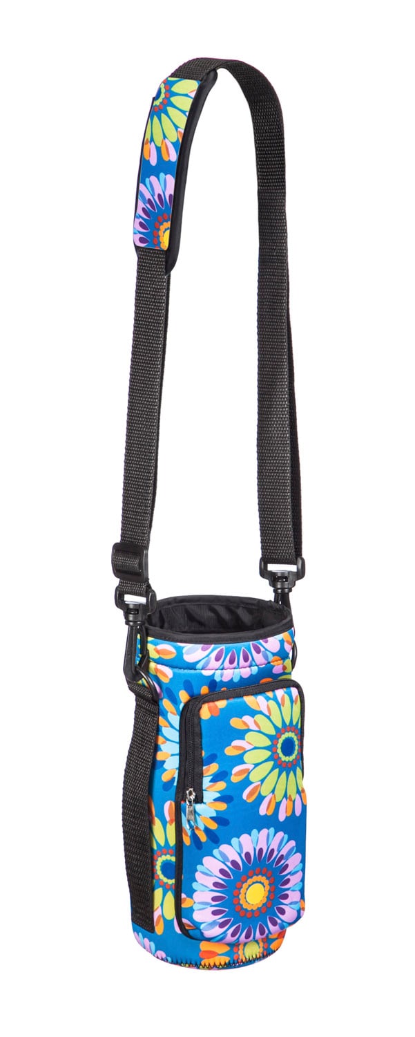 Neoprene Bottle Carrier w/Drawstring, Boho Floral,4nbc001